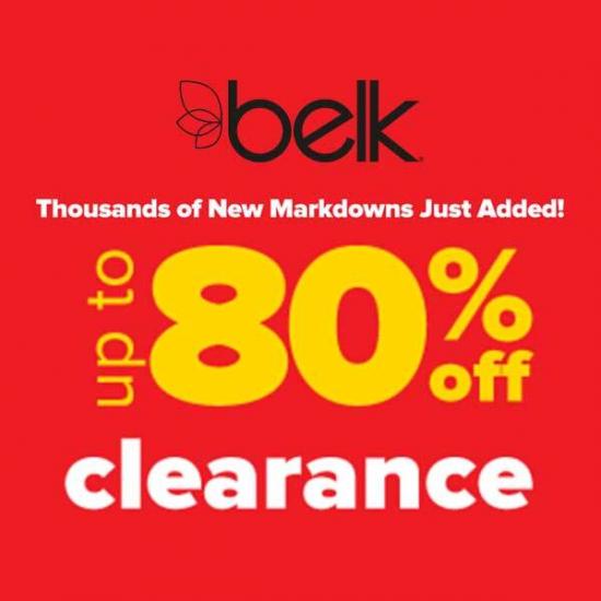 Belk: Thousands of New Clearance Markdowns Up to 80% off