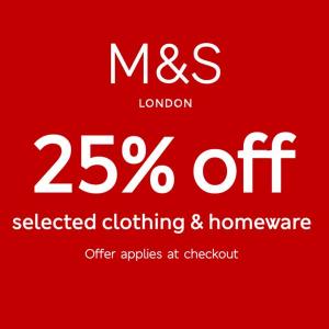 25% Off Select Clothing & Homeware