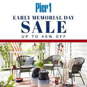Early Memorial Day Sale: Up to 40% Off